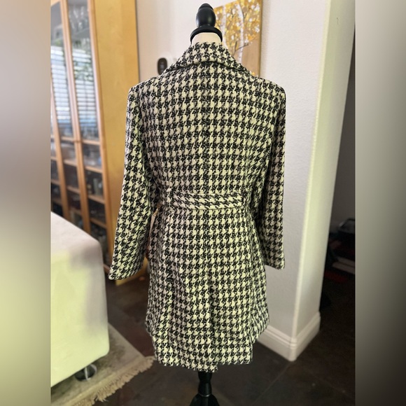 Anne Klein - wool blend elegant houndstooth thick coat - Picture 7 of 13